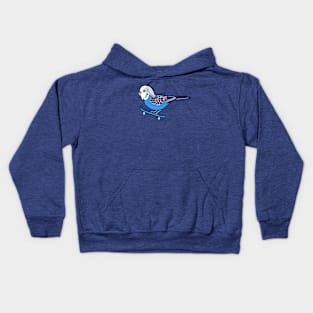 Blue Skateboarding Budgie Kids Hoodie